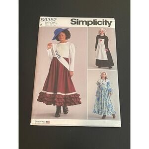 00483 -Simplicity S9352 Historical Costume Dress Sewing Pattern Sizes 7-14 UNCUT